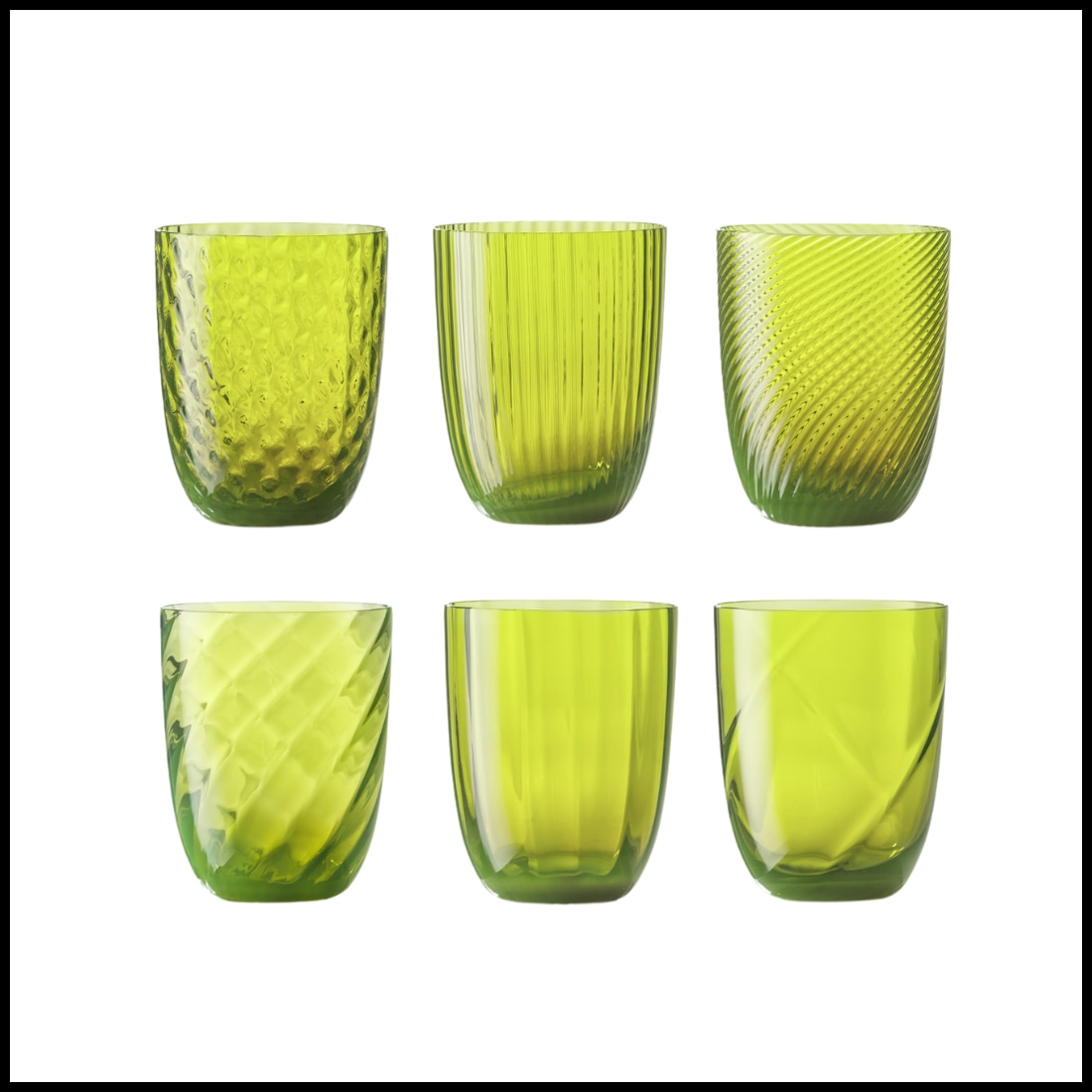 Nason Moretti, Idra glasses, Water glasses set of 6, acid green