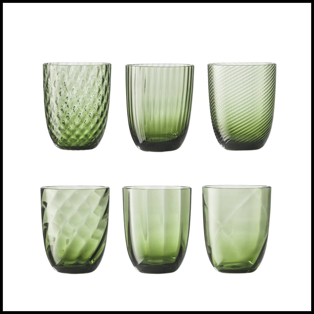 Nason Moretti, Idra glasses, Water glasses set of 6, soraya green