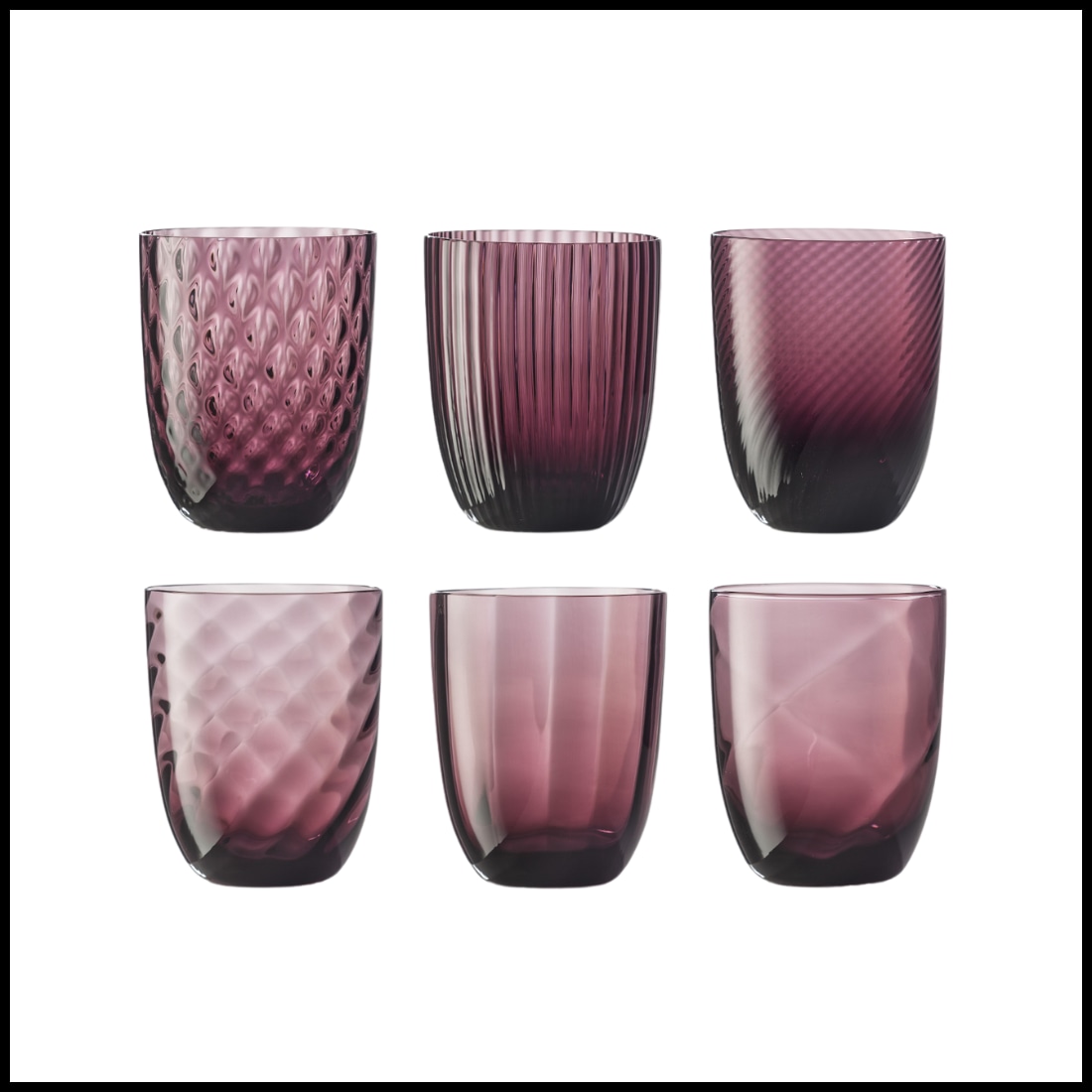 Nason Moretti, Idra glasses, Water glasses set of 6, violet