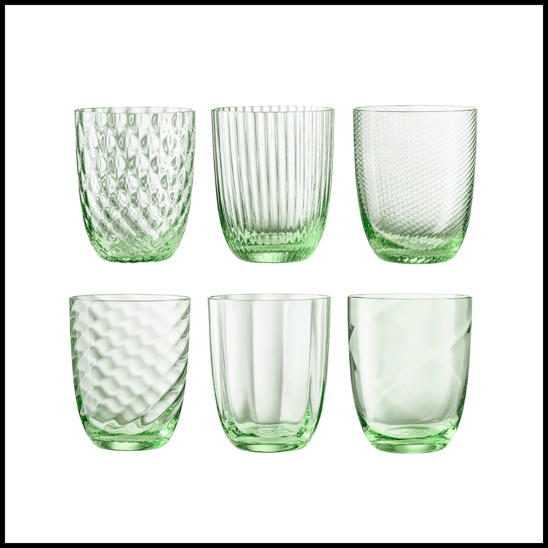 Nason Moretti, Idra glasses, Water glasses set of 6, parfume green