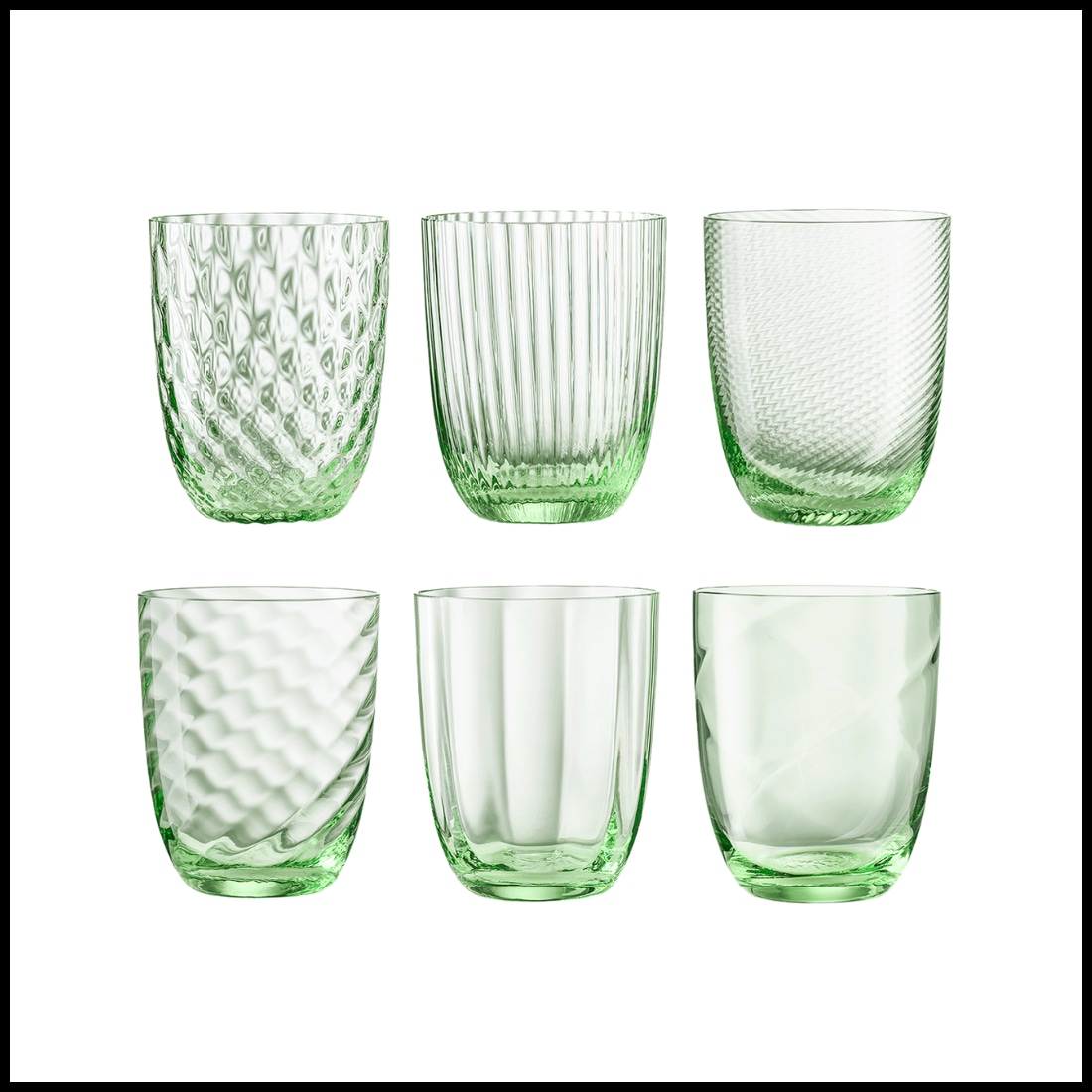 Nason Moretti, Idra glasses, Water glasses set of 6, parfume green