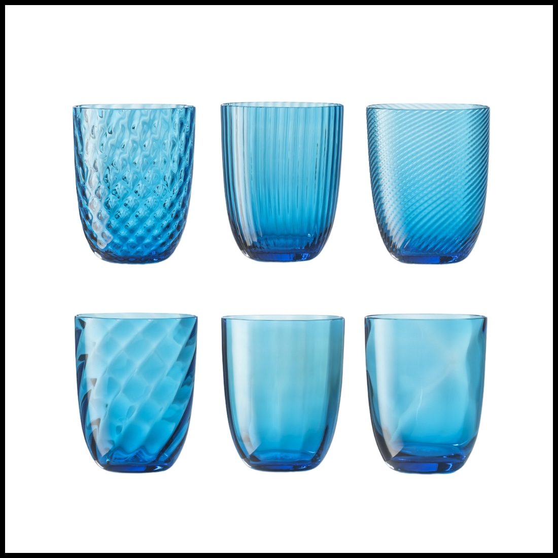 Nason Moretti, Idra glasses, Water glasses set of 6, turquoise