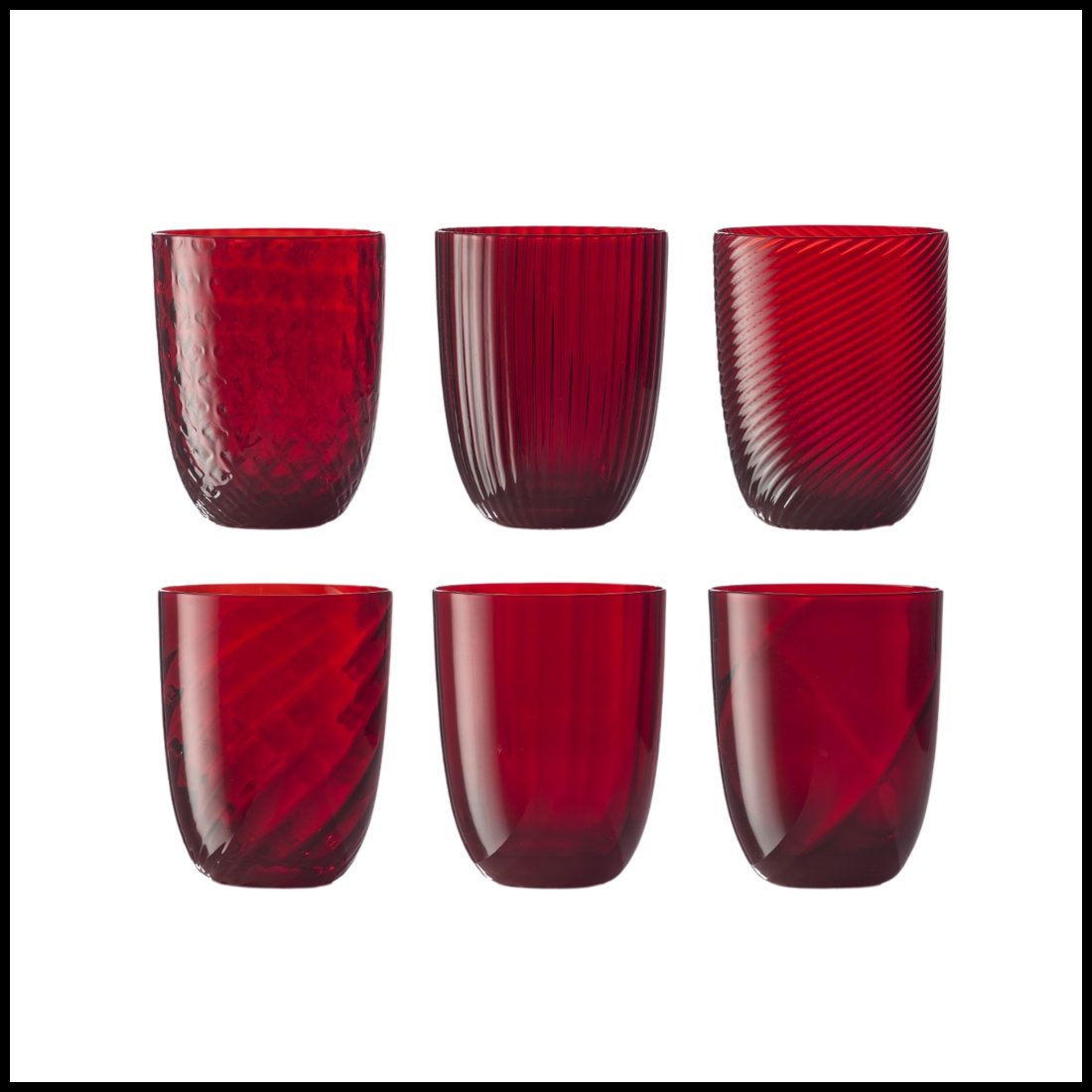 Nason Moretti, Idra glasses, Water glasses set of 6, red