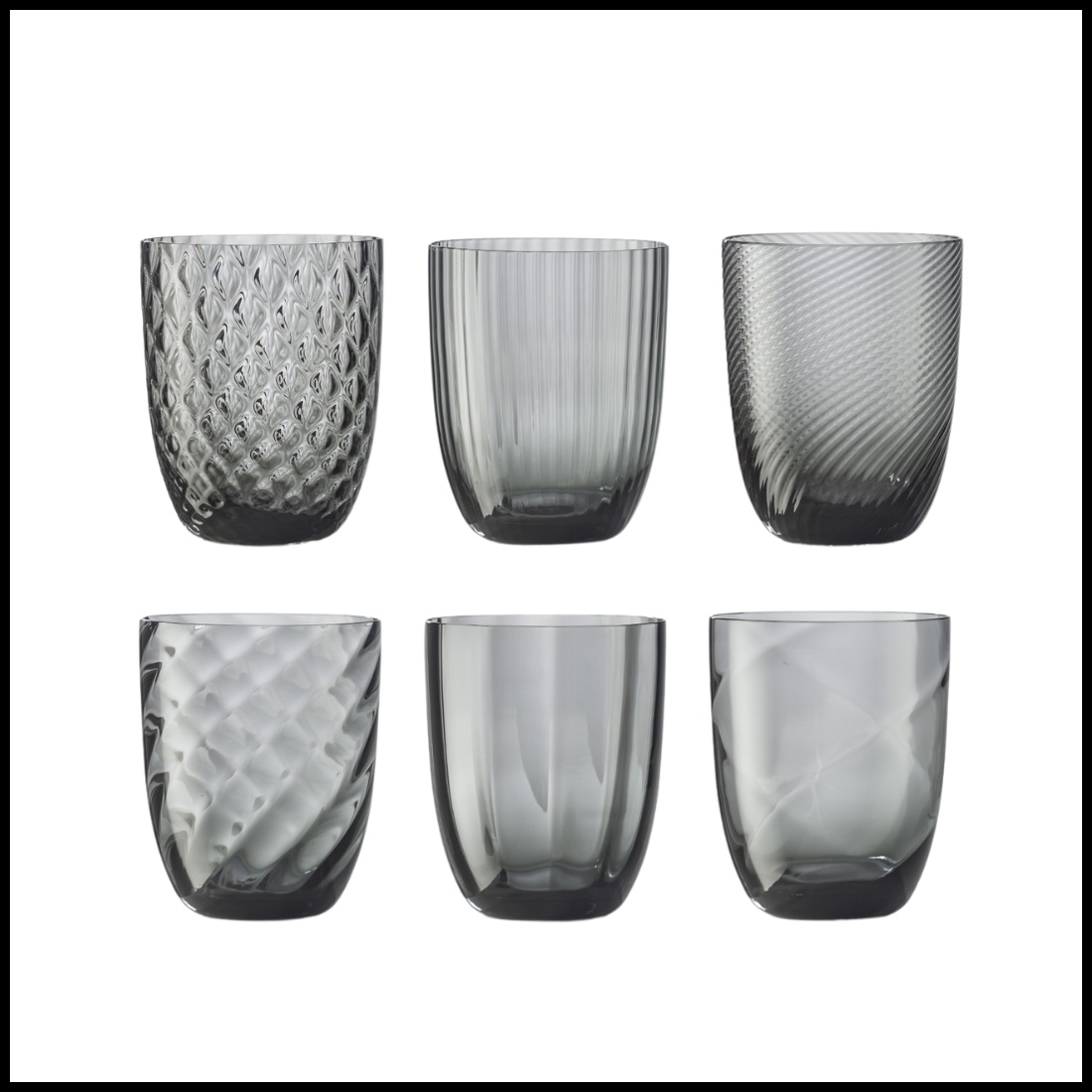 Nason Moretti, Idra glasses, Water glasses set of 6, grey