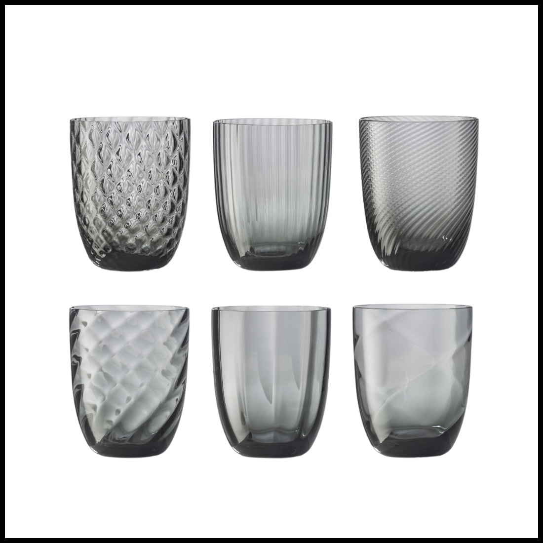 Nason Moretti, Idra glasses, Water glasses set of 6, grey