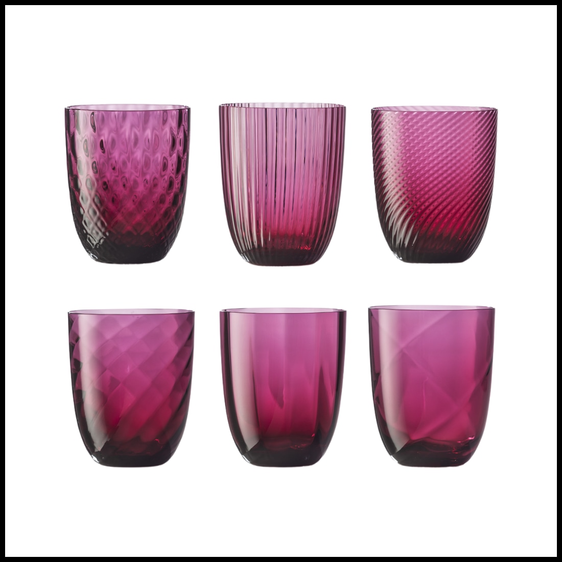 Nason Moretti, Idra glasses, Water glasses set of 6, ruby