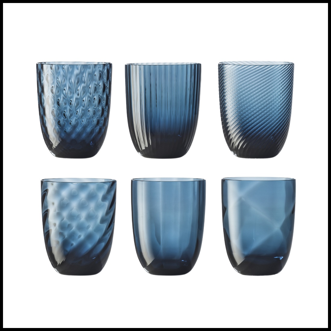 Nason Moretti, Idra glasses, Water glasses set of 6, avio blue