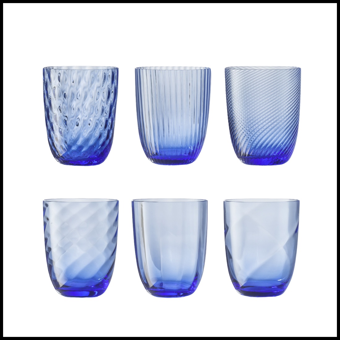 Nason Moretti, Idra glasses, Water glasses set of 6, bluino