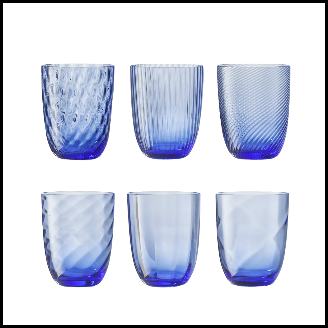 Nason Moretti, Idra glasses, Water glasses set of 6, bluino