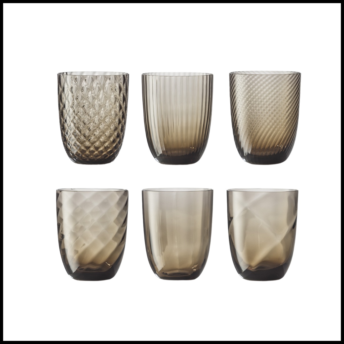 Nason Moretti, Idra glasses, Water glasses set of 6, brown