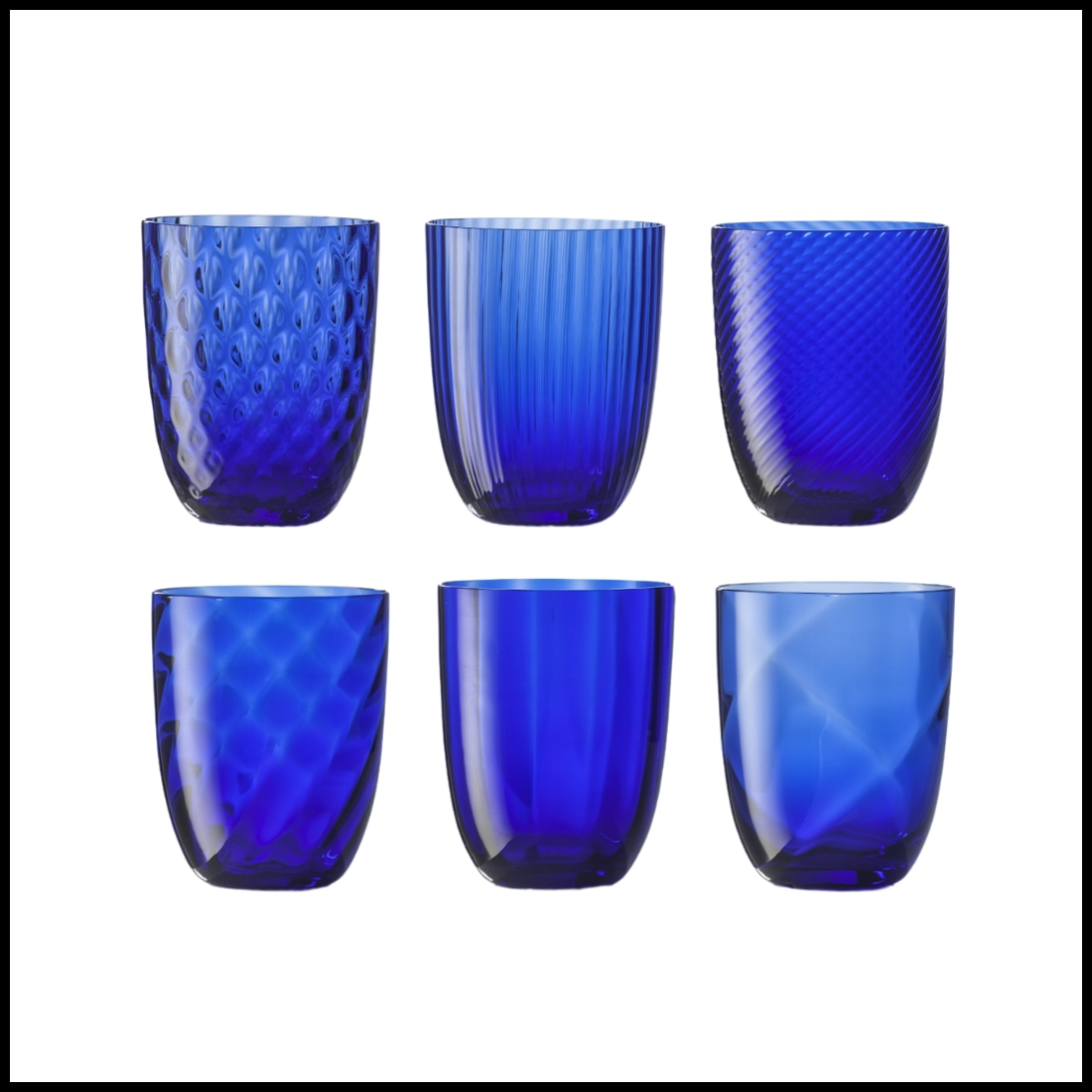 Nason Moretti, Idra glasses, Water glasses set of 6, blue