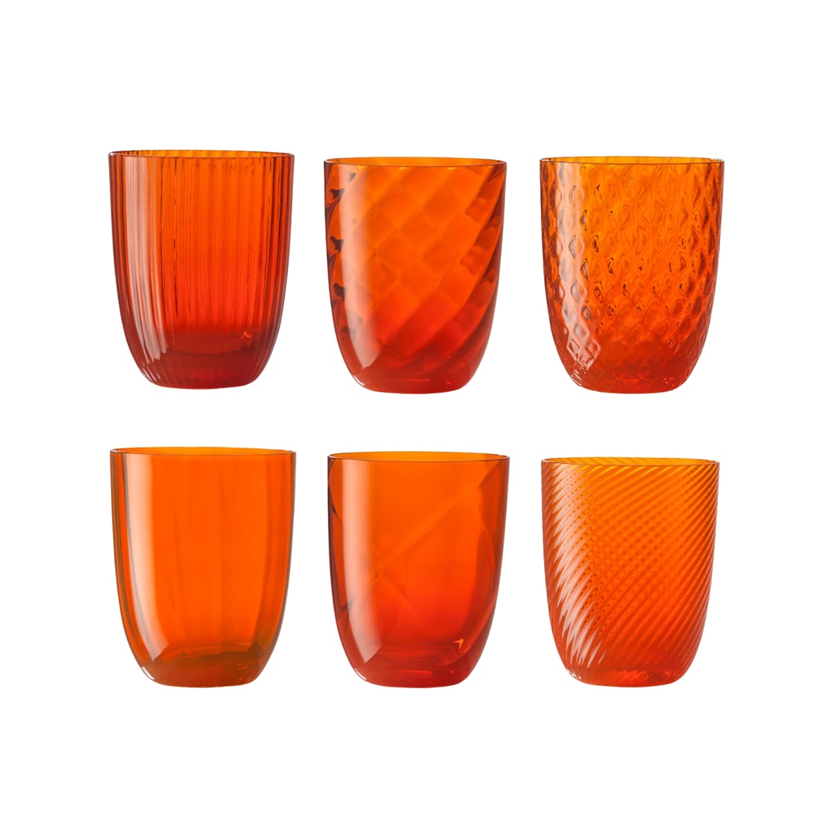 Nason Moretti, Idra glasses, Water glasses set of 6, orange