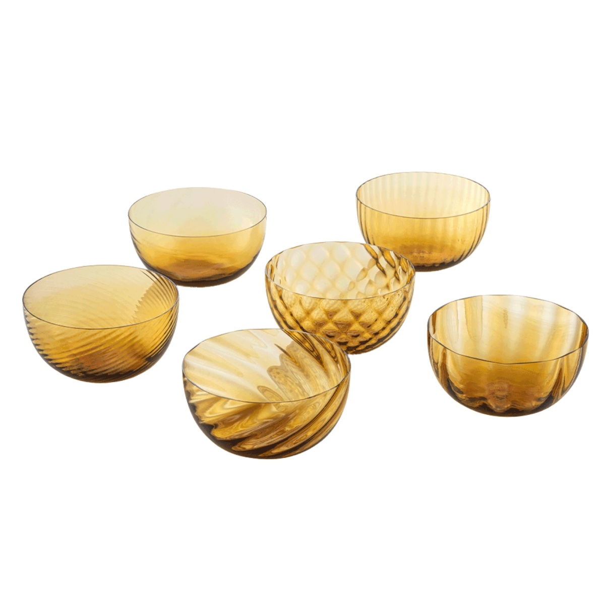 Nason Moretti, Idra bowls, Bowls set of 6, amber