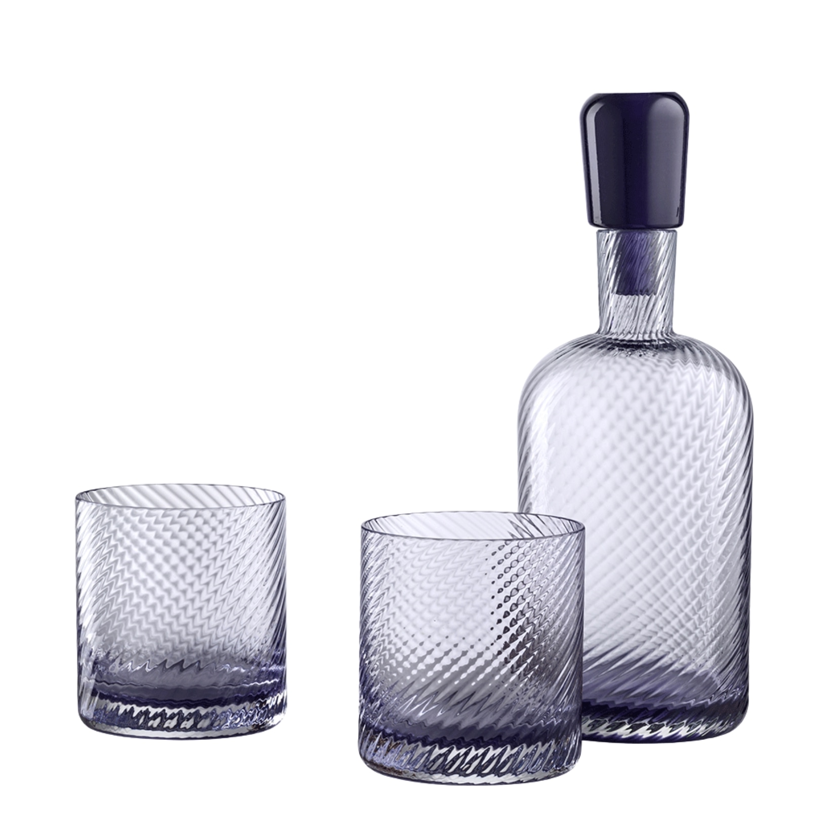 Nason Moretti, Borealis set, Bottle and 2 tumblers set, wisteria