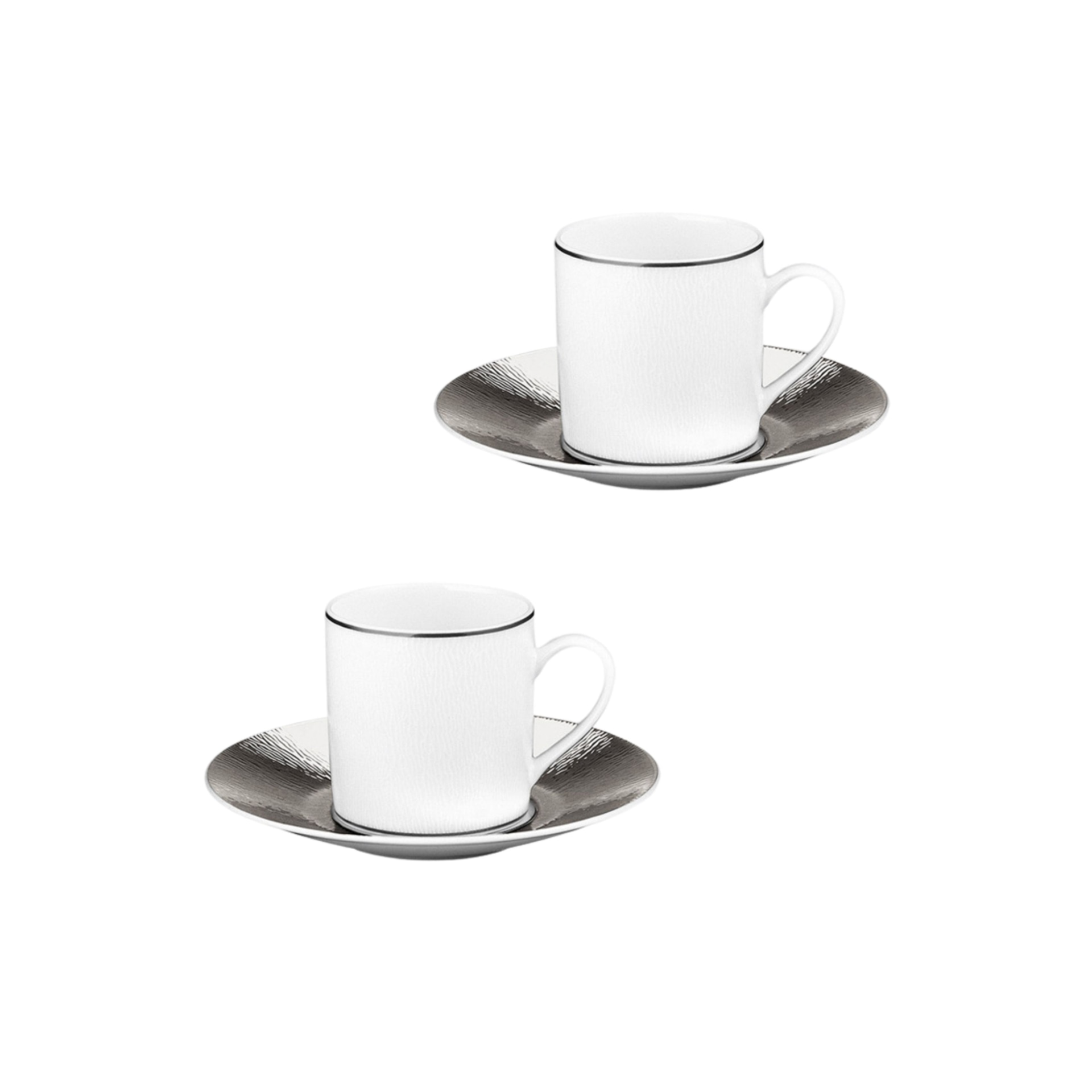 Bernardaud, Dune platine, Coffee cup and saucer set of 2