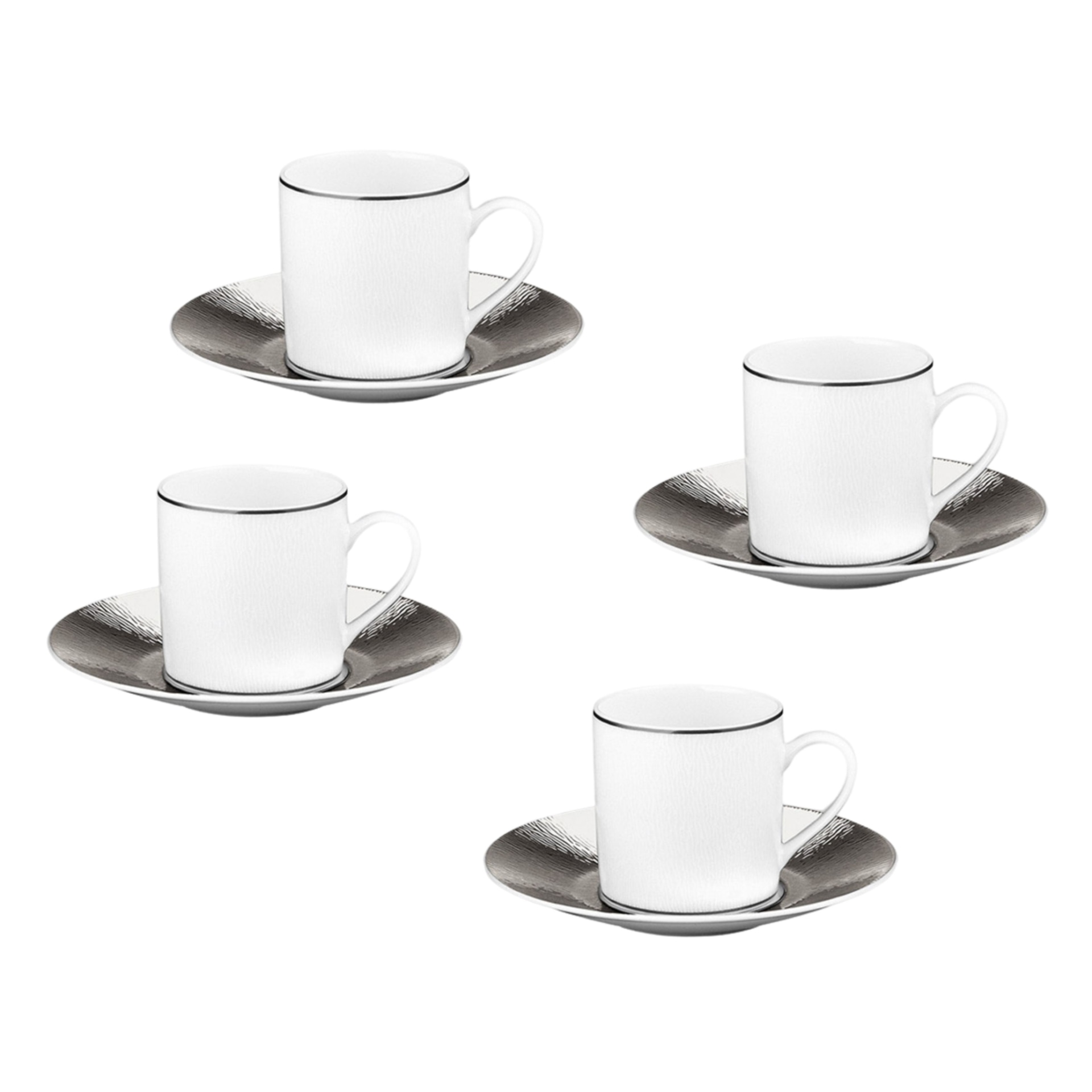 Bernardaud, Dune platine, Coffee cup and saucer set of 4