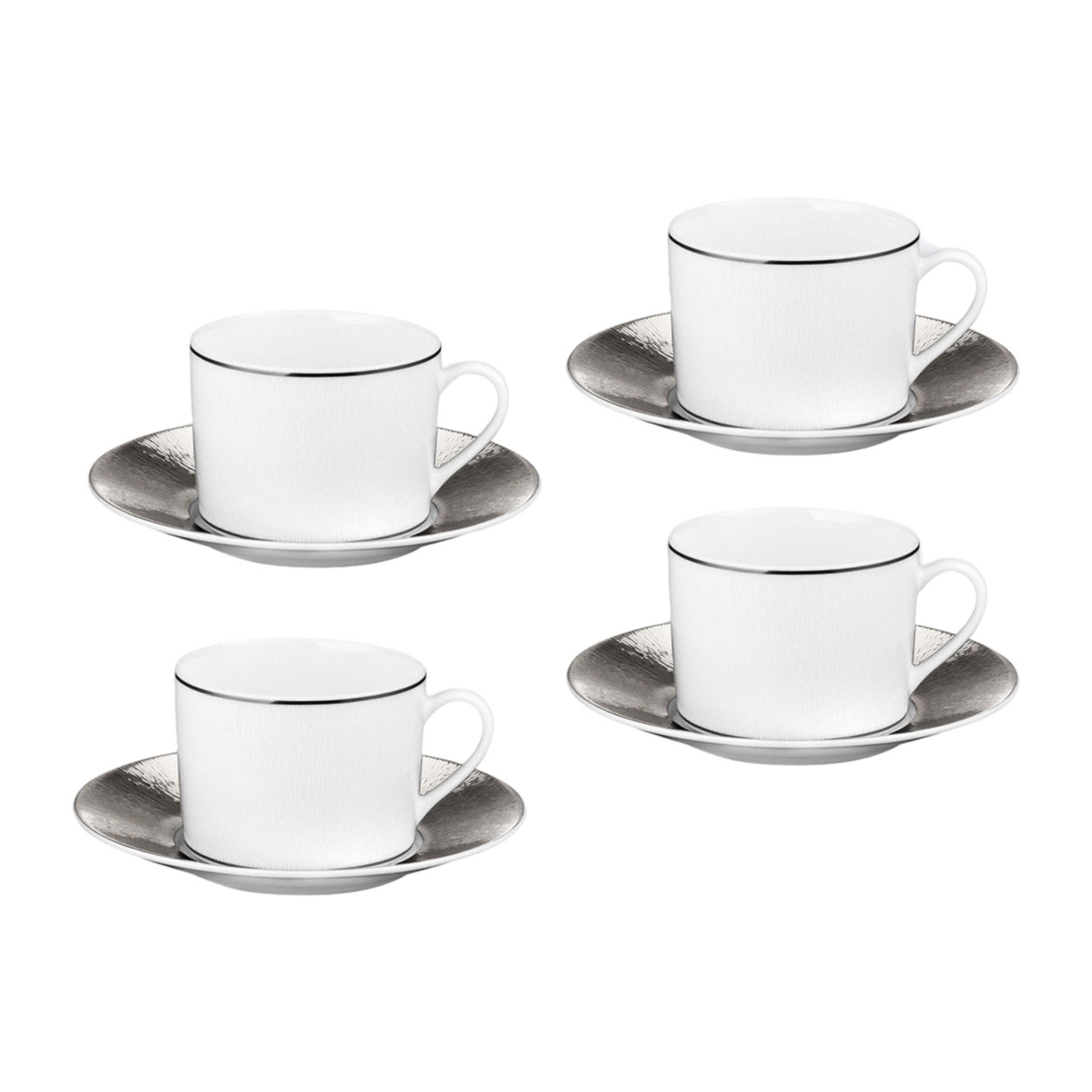 Bernardaud, Dune platine, Tea cup and saucer set of 4