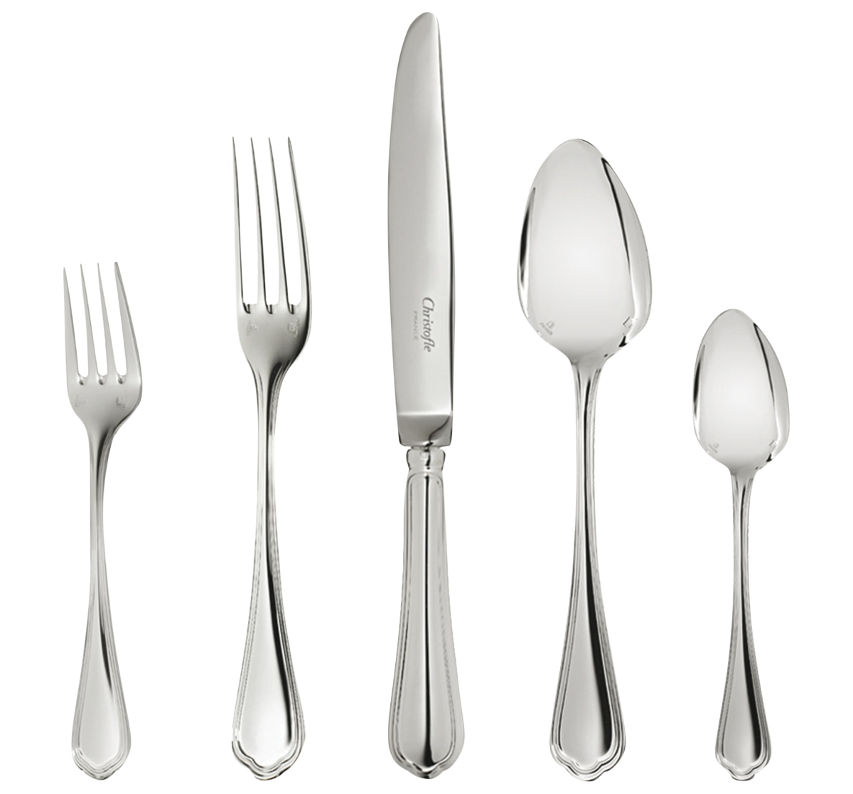 Christofle, Spatours, silver plated, Individual place settings (5 pieces)