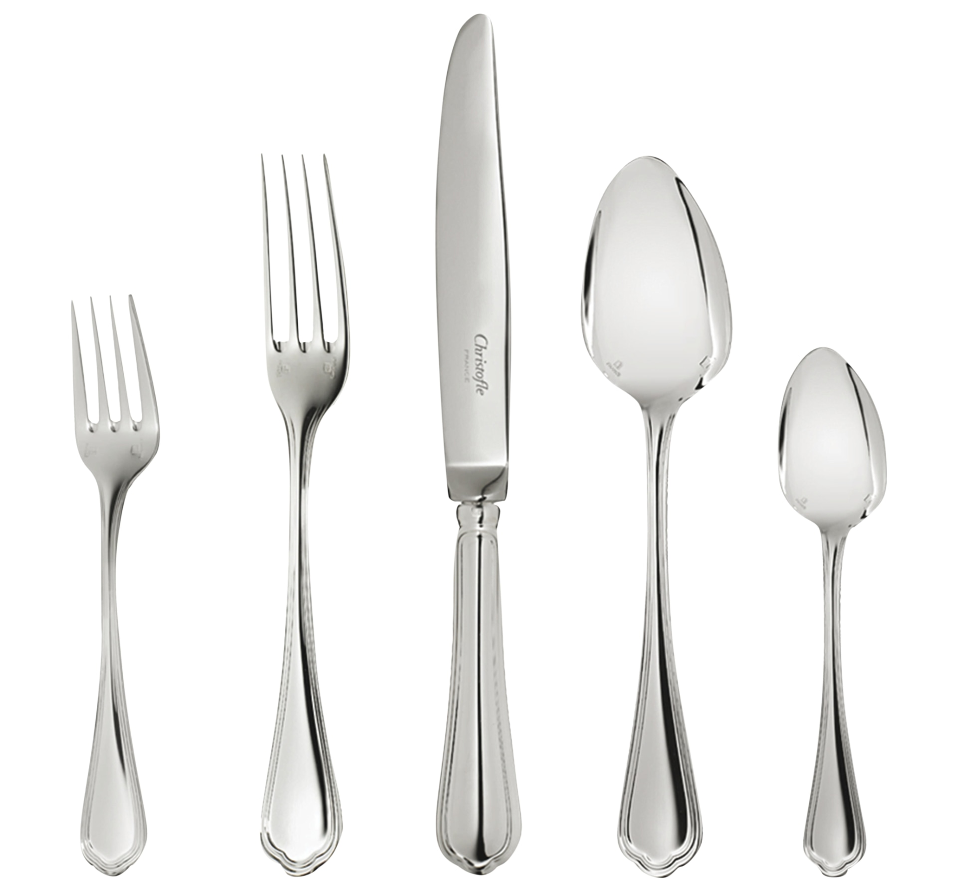 Christofle, Spatours, silver plated, Individual place settings (5 pieces)
