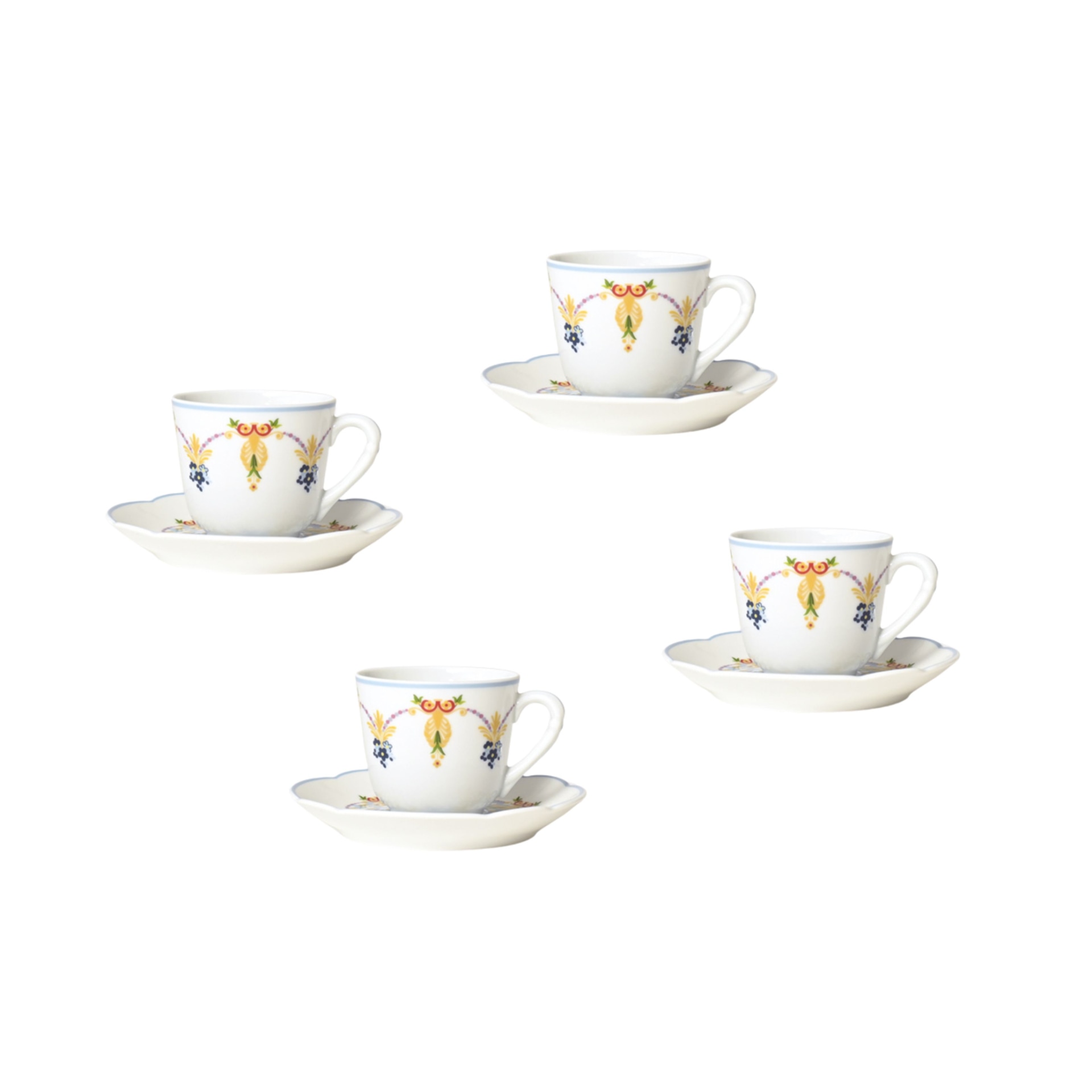 Bernardaud, Trianon, Espresso cup and saucer set of 4