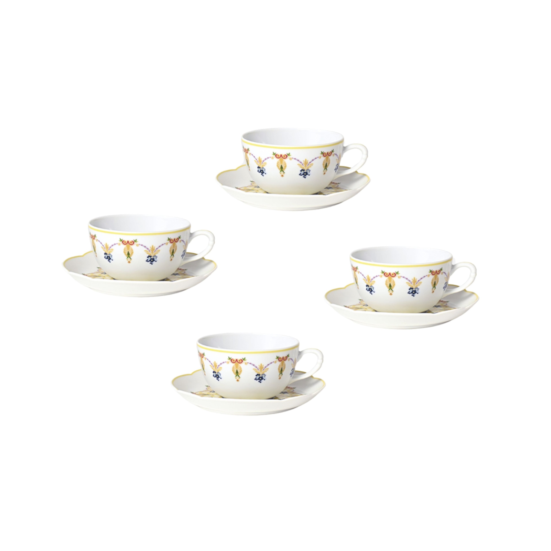 Bernardaud, Trianon, Tea cup and saucer set of 4