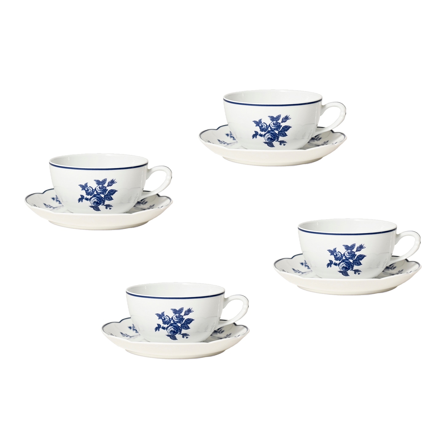 Bernardaud, Chateaubriand couleur, Tea cup and saucer set of 4