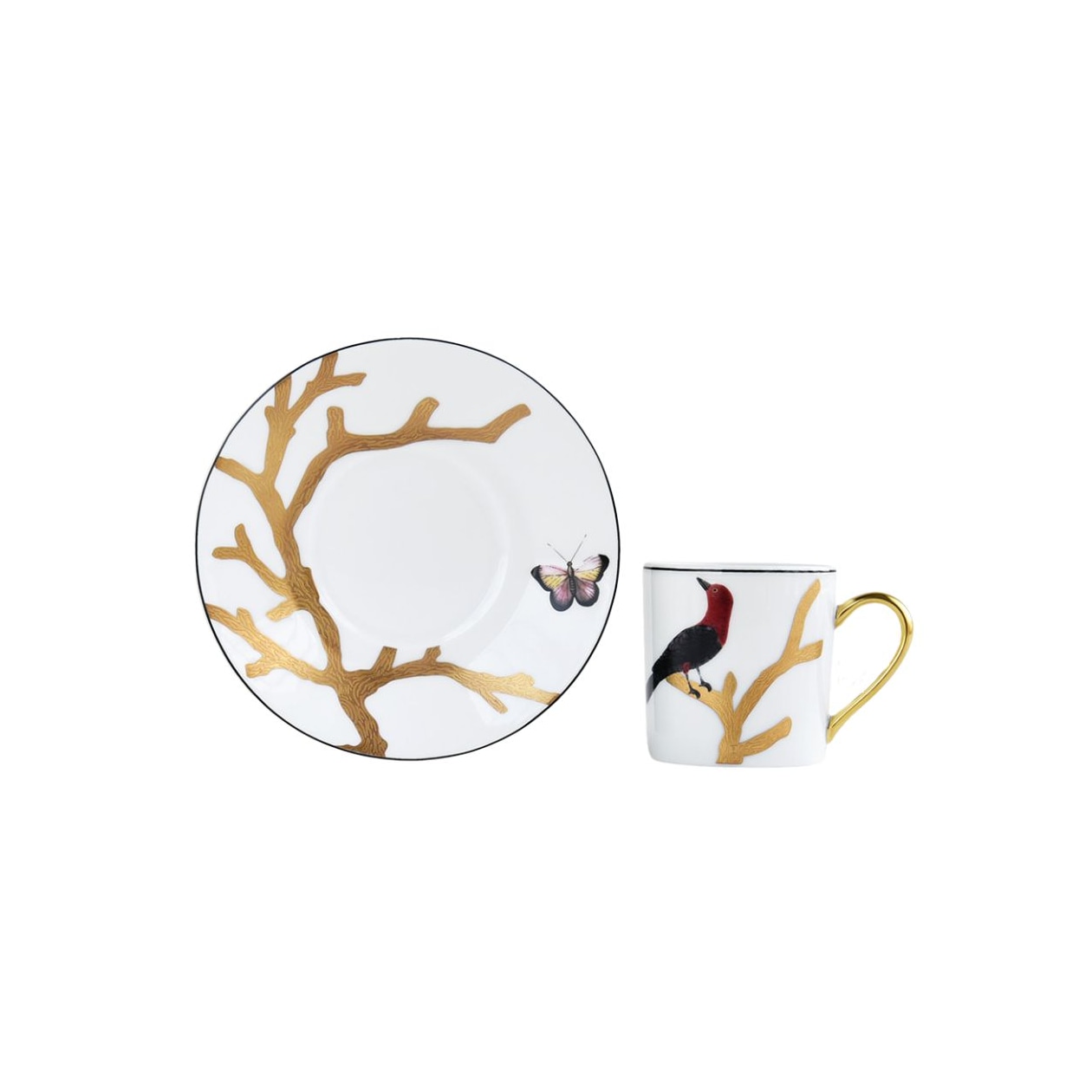 Bernardaud, Aux Oiseaux, Espresso cup and saucer