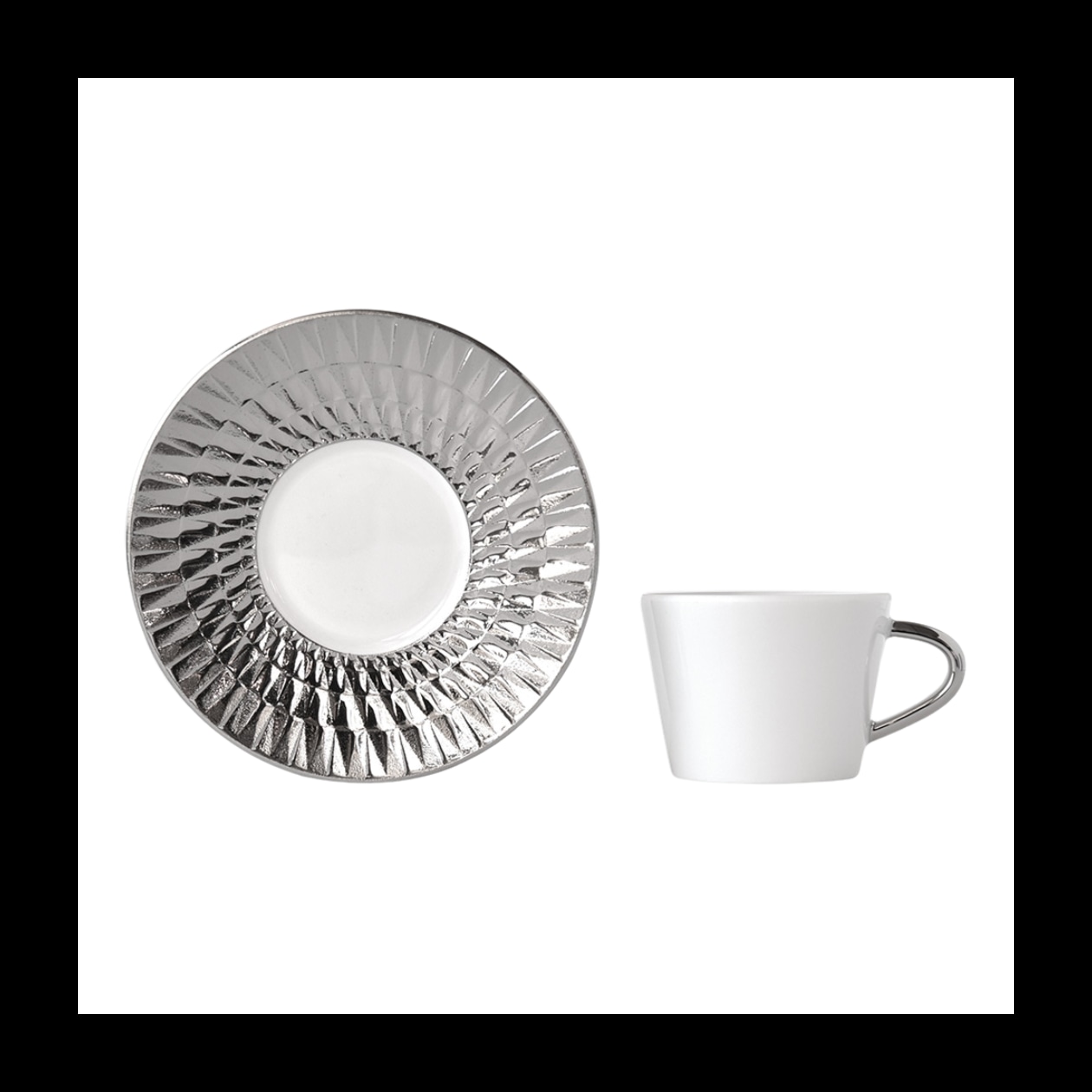 Bernardaud, Twist Platinum, Espresso cup and saucer