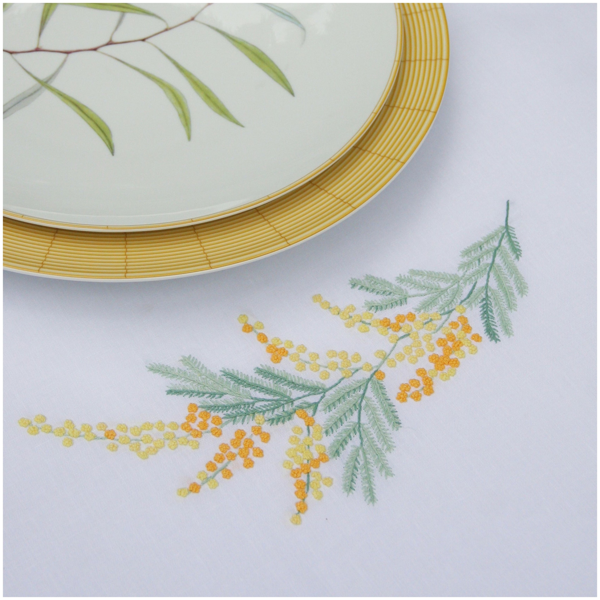 Valombreuse, Mimosa table linen, Placemat and napkin set
