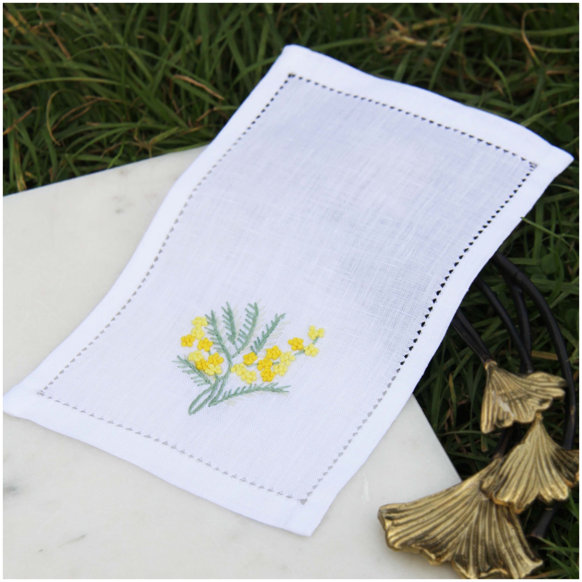Valombreuse, Mimosa table linen, Cocktail napkin