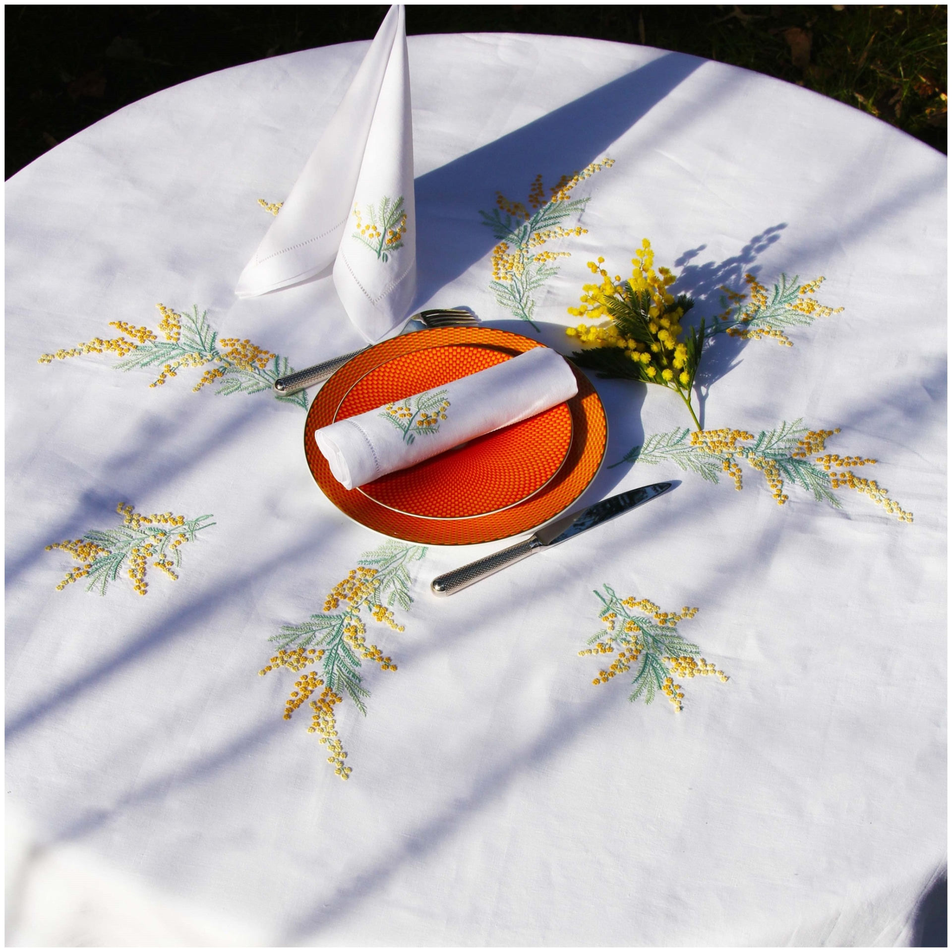 Valombreuse, Mimosa table linen, Tablecloth, square