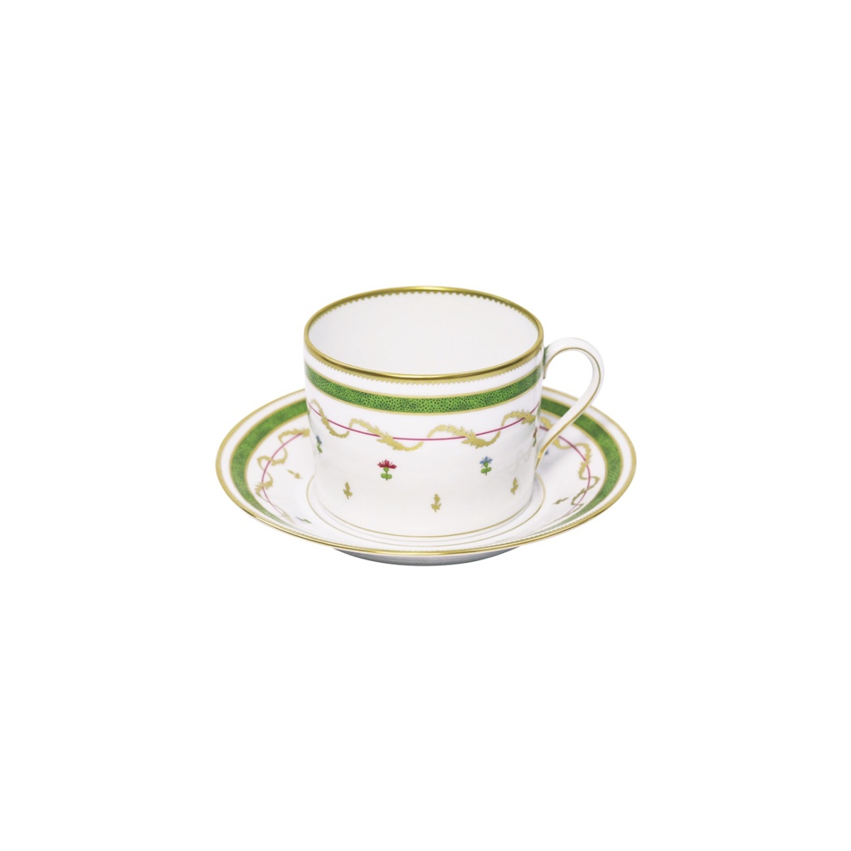 Haviland, Vieux Paris vert, Set of 2 cappuccino cups and saucers