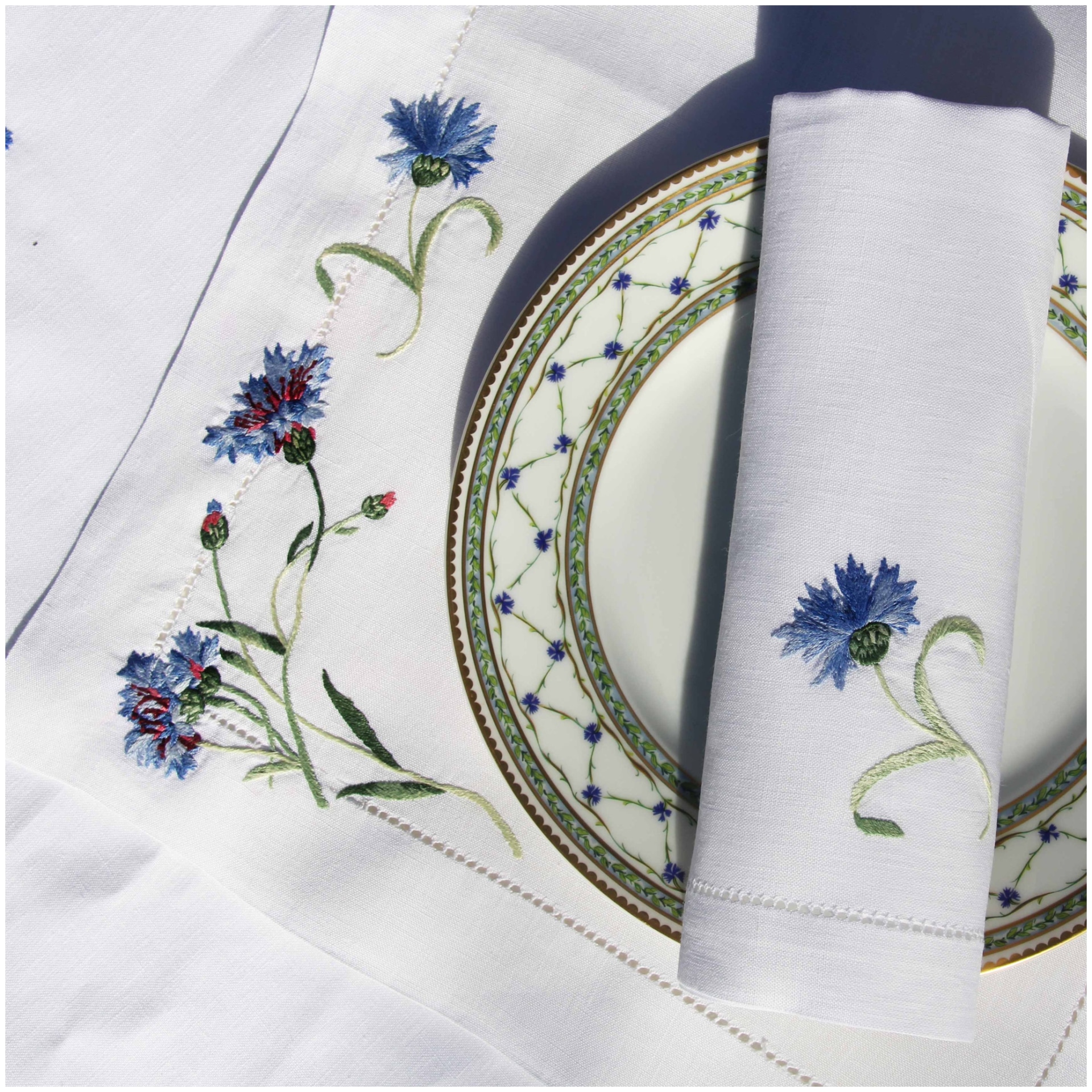 Valombreuse, Bleuet table linen, Placemat and napkin set