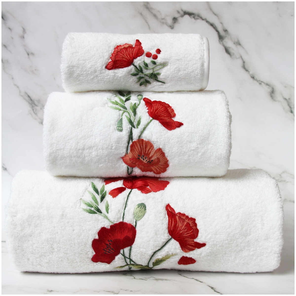 Valombreuse, Coquelicot bath linen, Face Towel