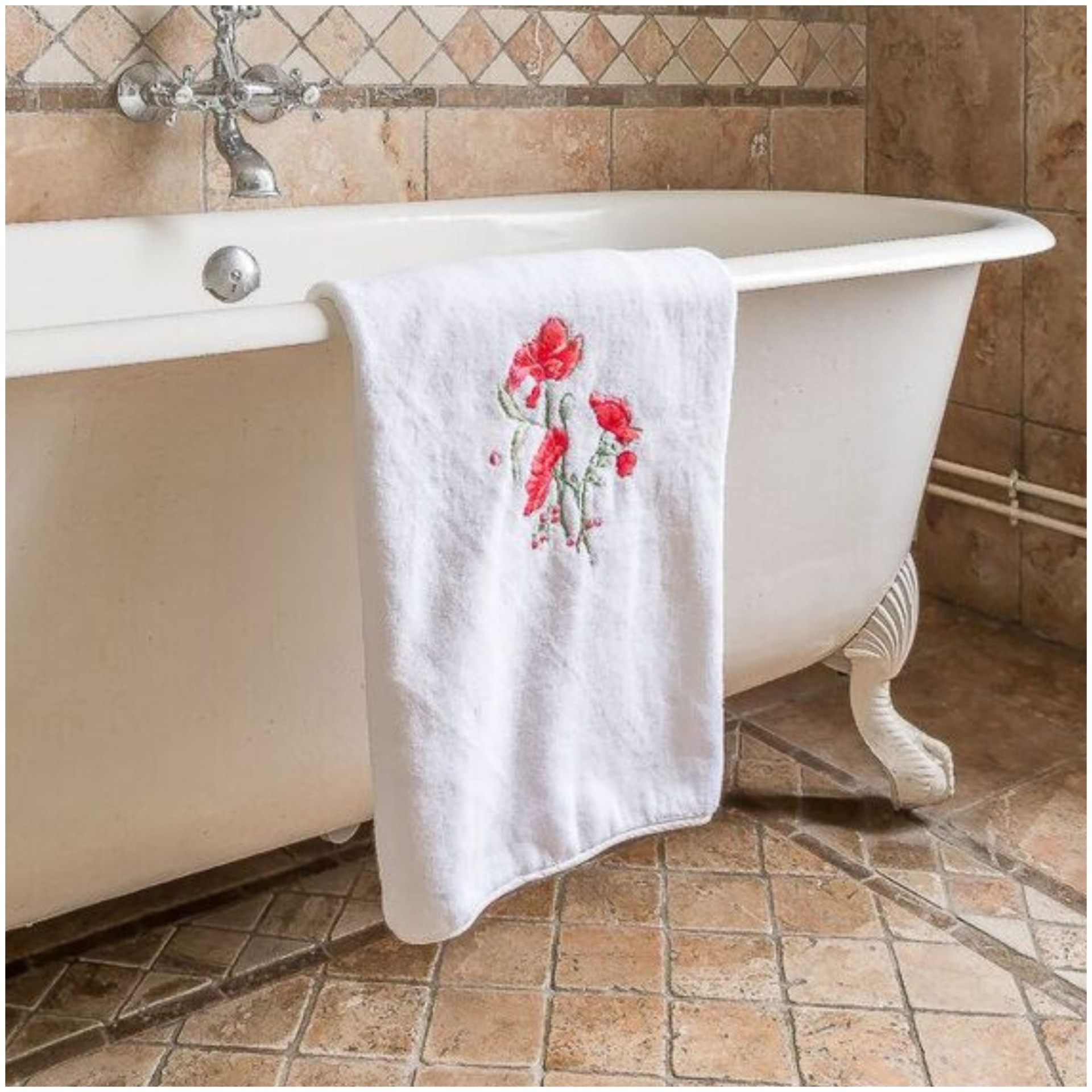 Valombreuse, Coquelicot bath linen, Bath mat