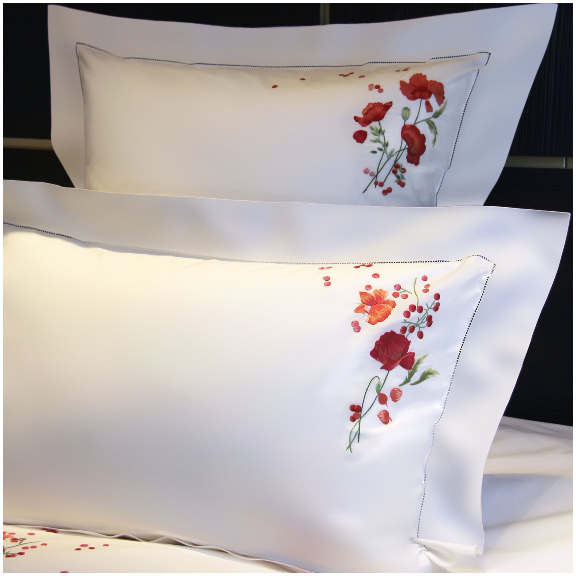 Valombreuse, Coquelicot bed linen, Set of 2 pillowcases, rectangular