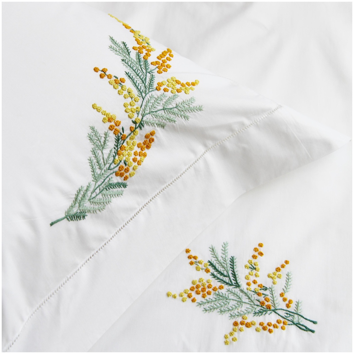 Valombreuse, Mimosa bed linen, Set of 2 pillowcases, square