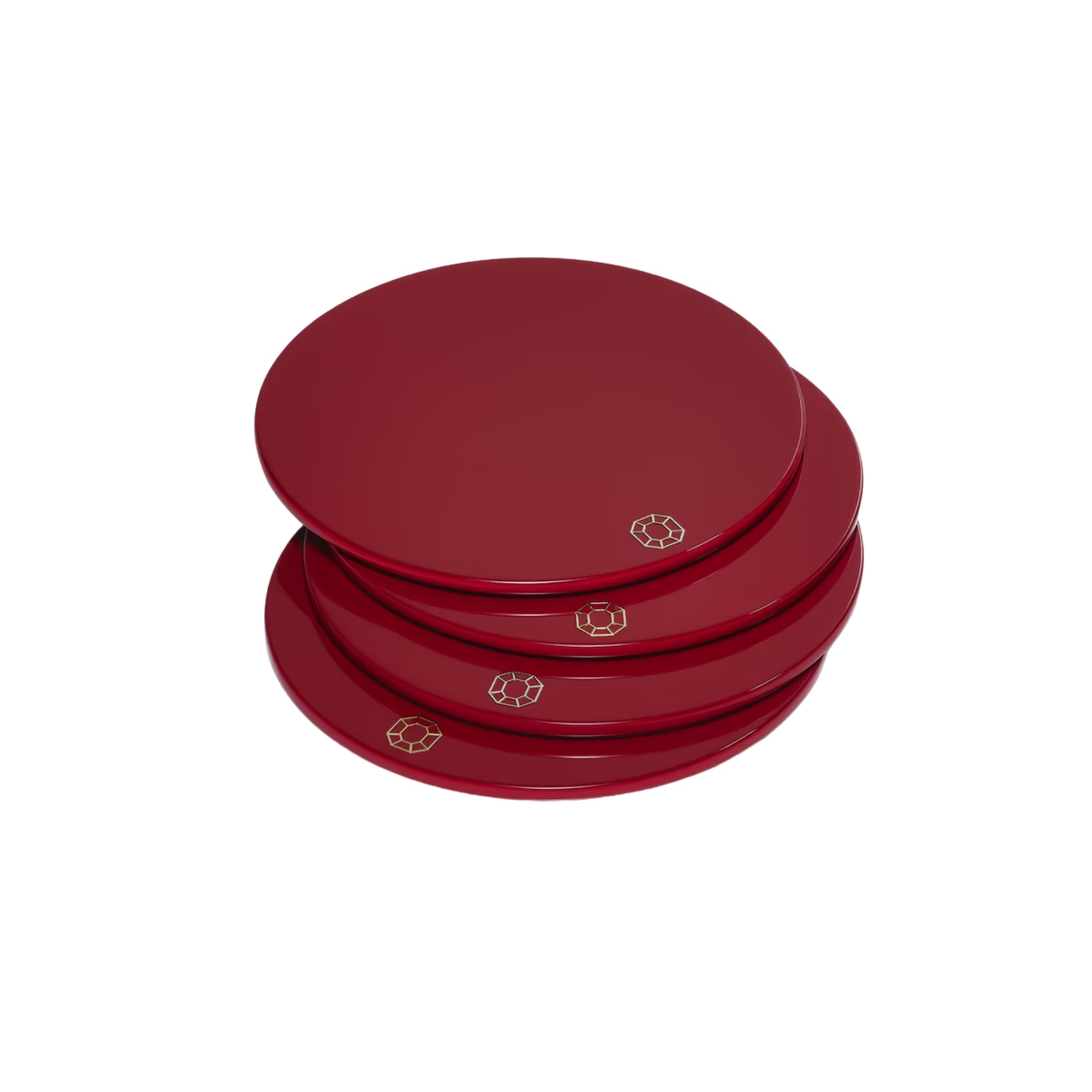 Baccarat, Octogone trays and coasters, Coaster set of 4, red