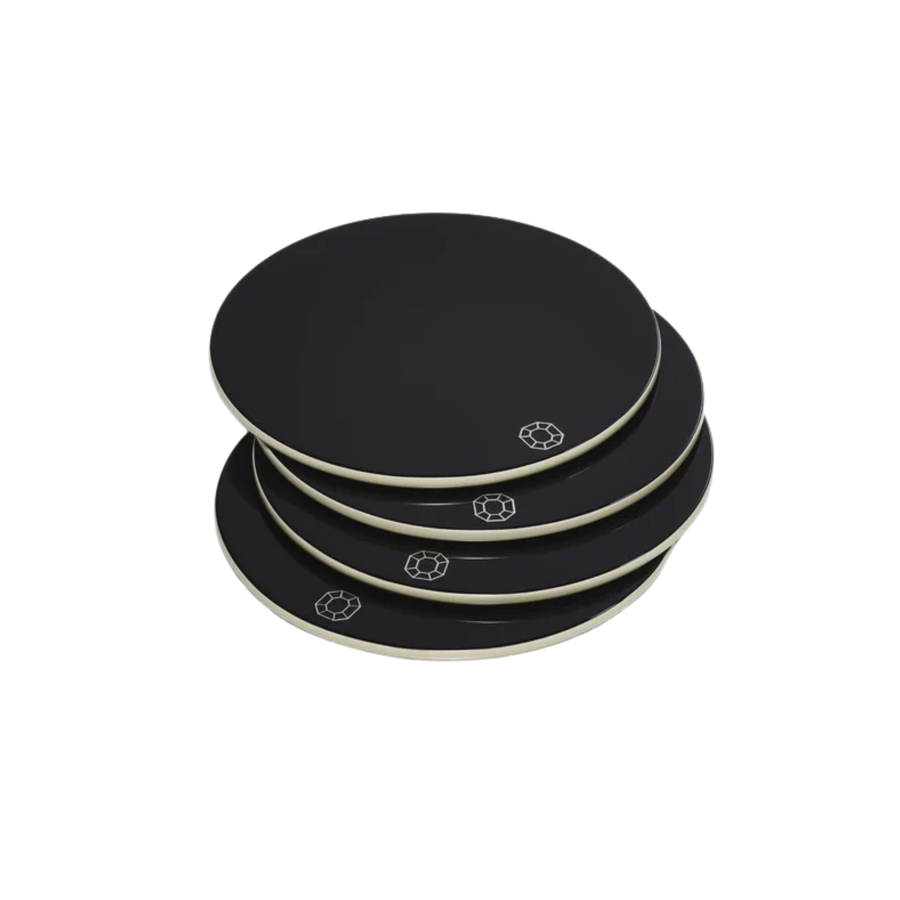 Baccarat, Octogone trays and coasters, Coaster set of 4, black