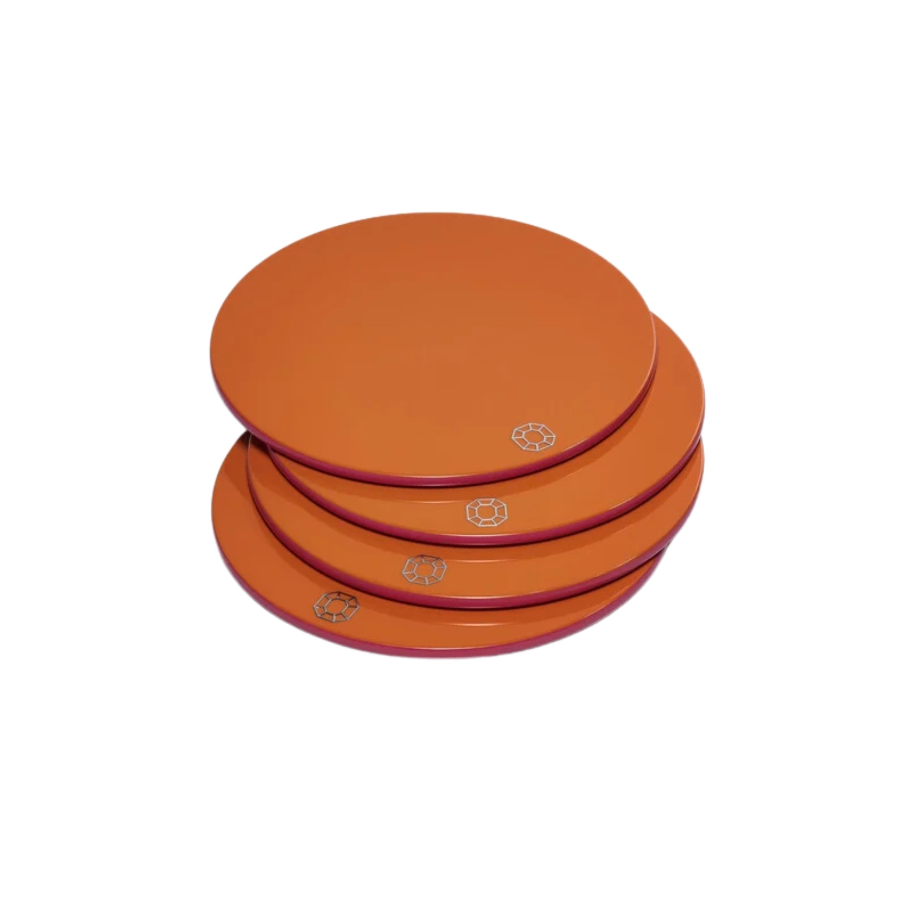 Baccarat, Octogone trays and coasters, Coaster set of 4, orange
