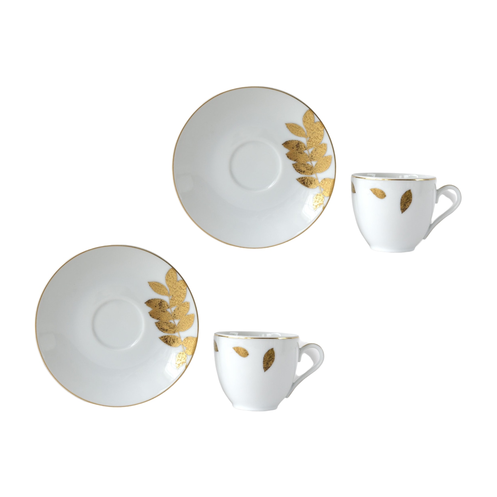Bernardaud, Vegetal Gold, Set of 2 espresso cups and saucers