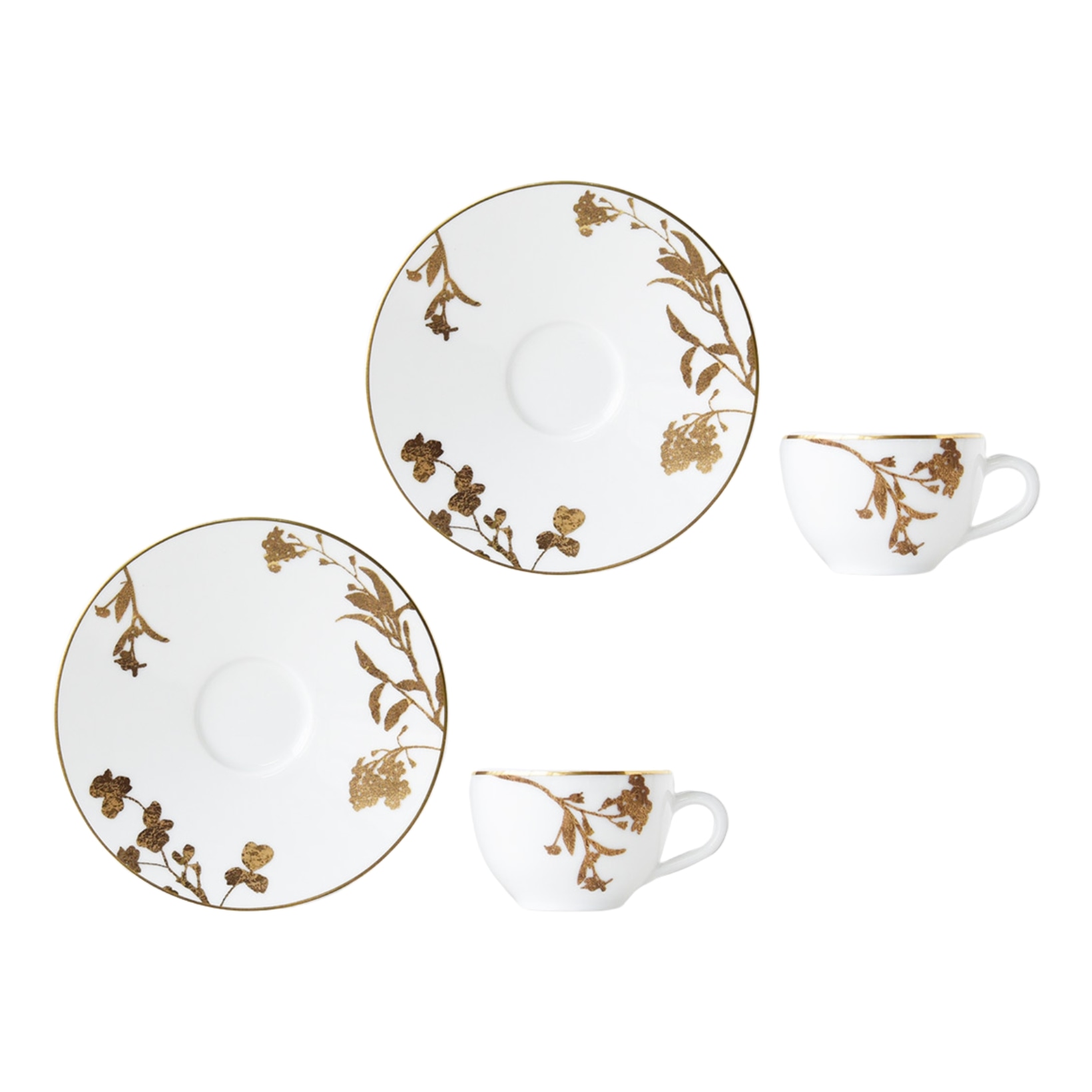 Bernardaud, Vegetal Gold, Set of 2 moka cups and saucers