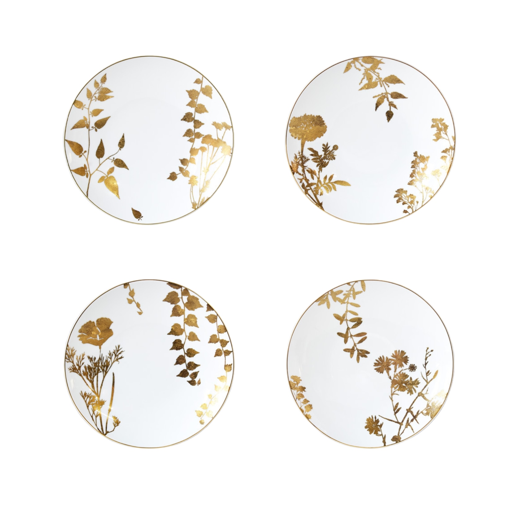 Bernardaud, Vegetal Gold, Dessert plates, set of 4