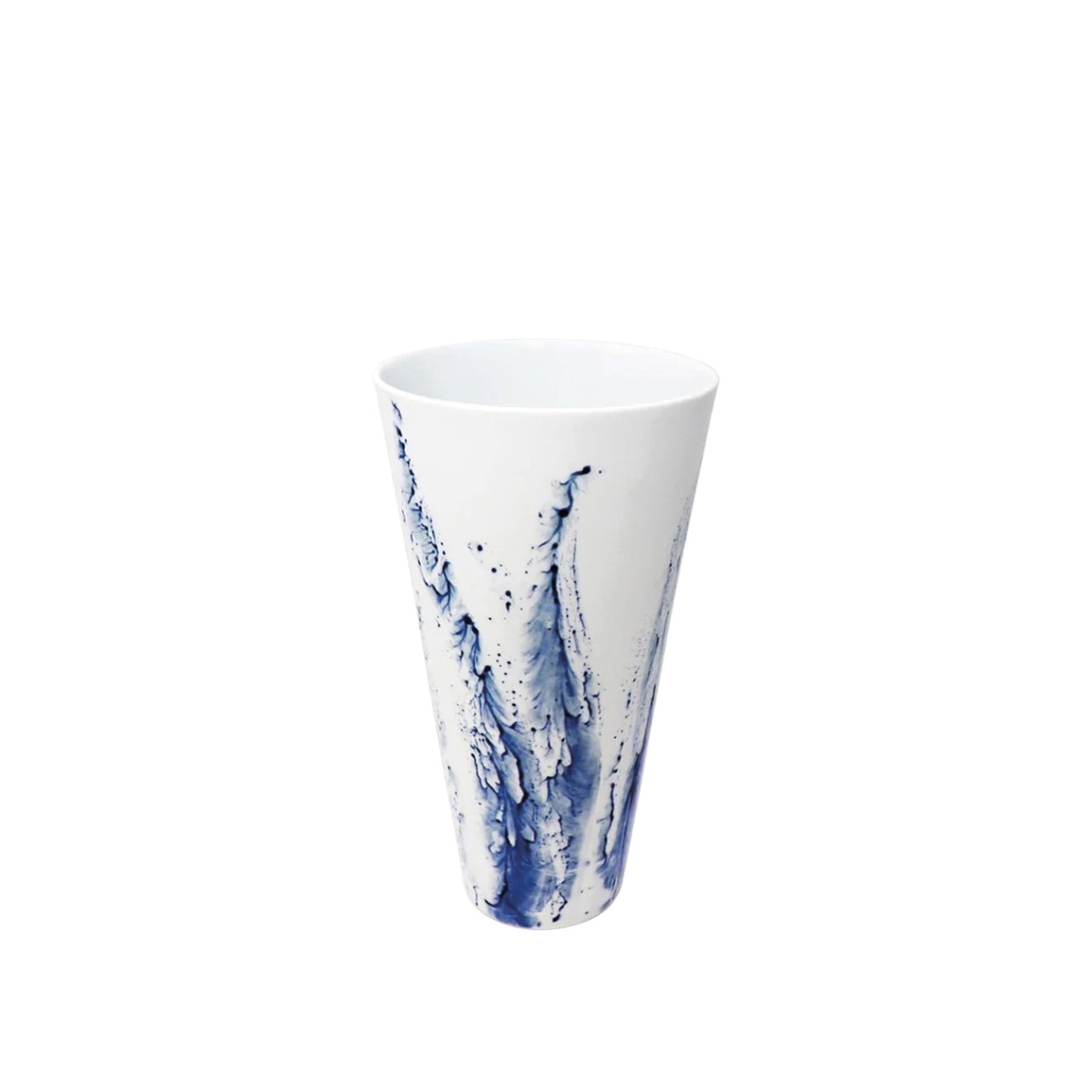 Jaune de Chrome, Blue impression, Cone vase, medium