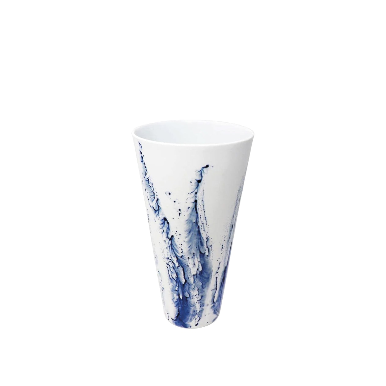 Jaune de Chrome, Blue impression, Cone vase, medium