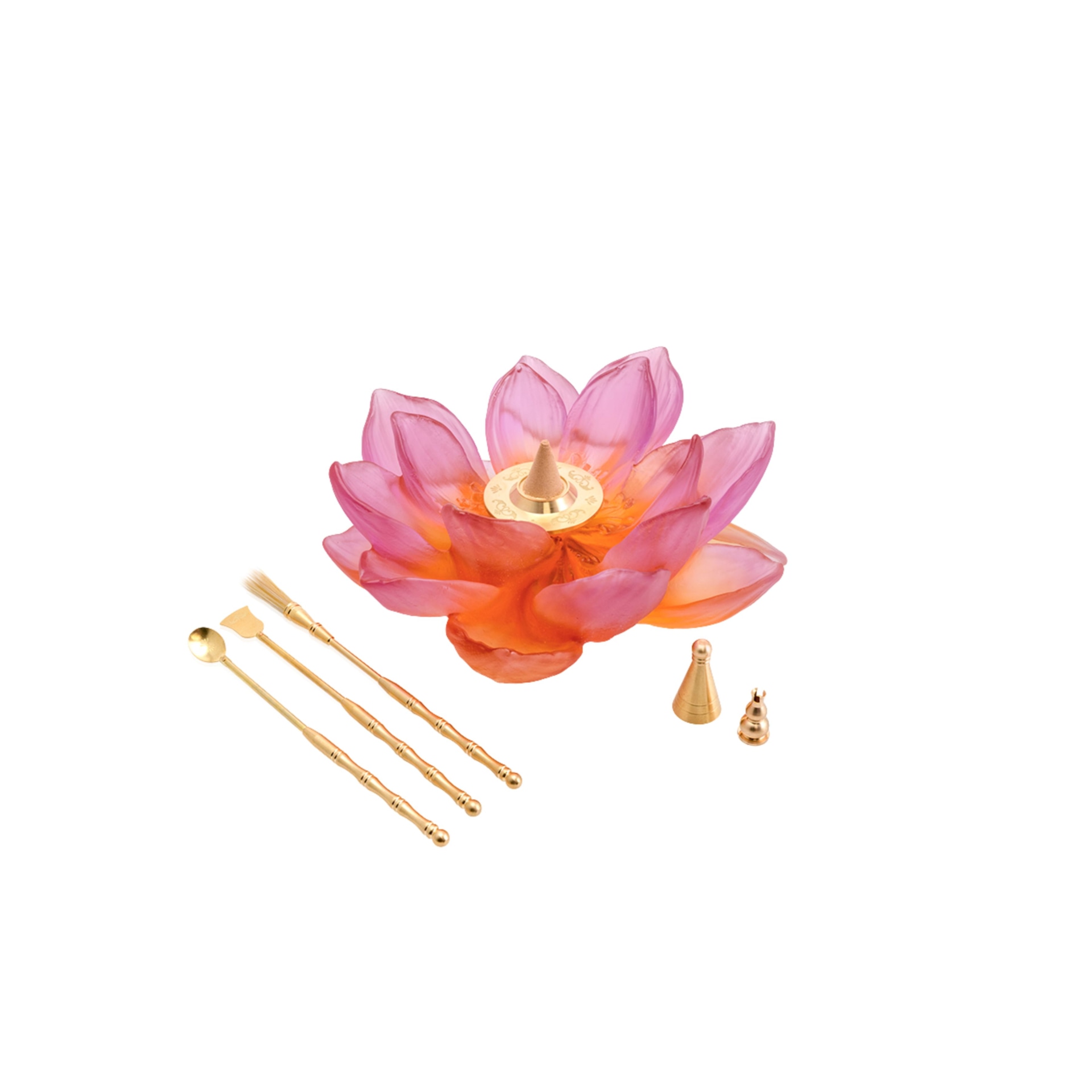 Daum, Jardin de Lotus, Incense holder, amber pink