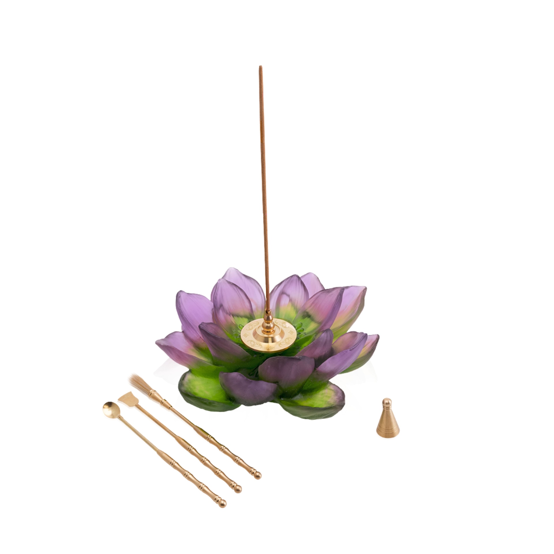 Daum, Jardin de Lotus, Incense holder, green pink