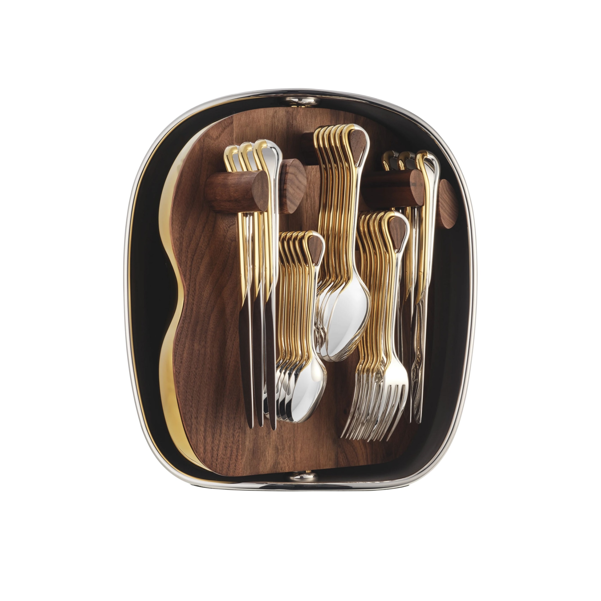 Christofle, Carrousel, silver plated, 24-piece flatware set with shell, partially gilded