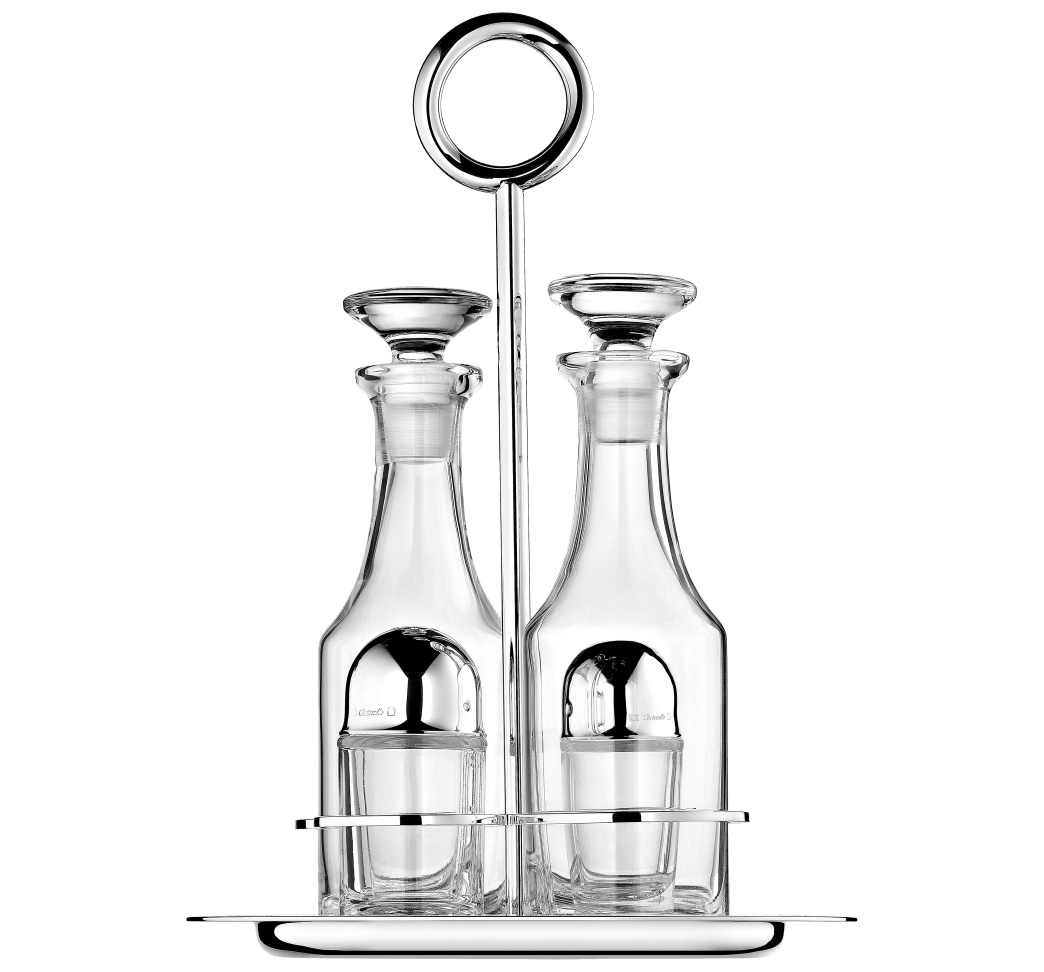 Christofle, Vertigo accessories, Oil and vinegar cruet set with stand