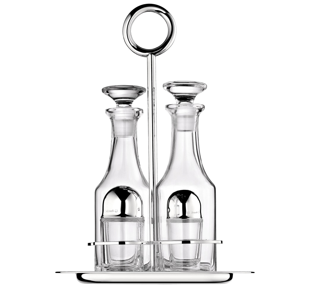 Christofle, Vertigo accessories, Oil and vinegar cruet set with stand